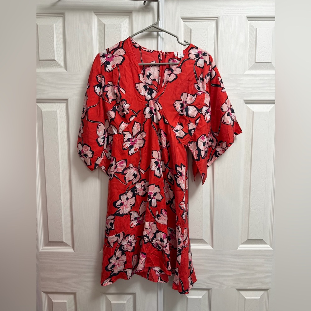 Lewit Red and Pink Floral Dress silk size 4